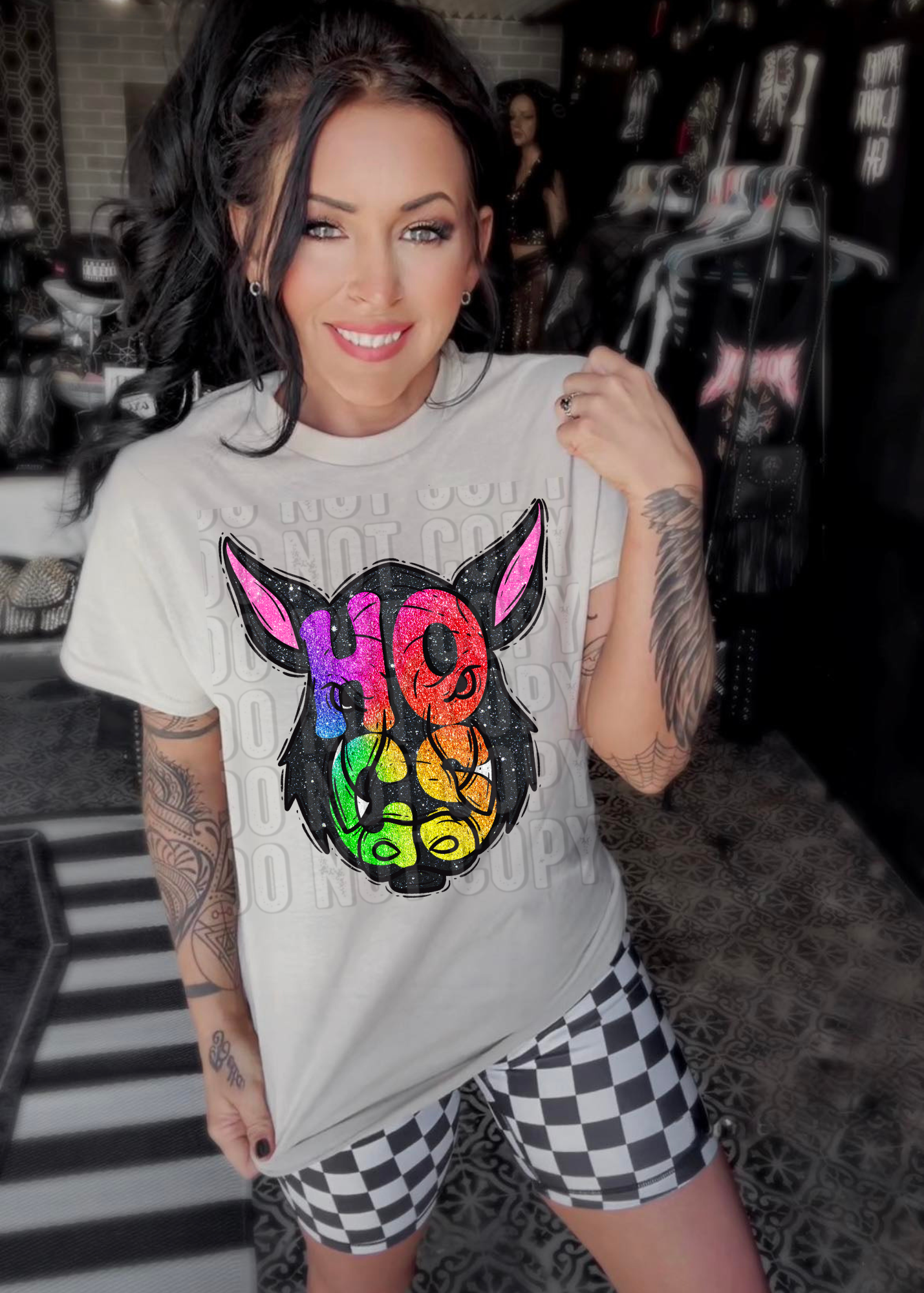 Hogs Glittery Colorful Mascots DTF Transfer