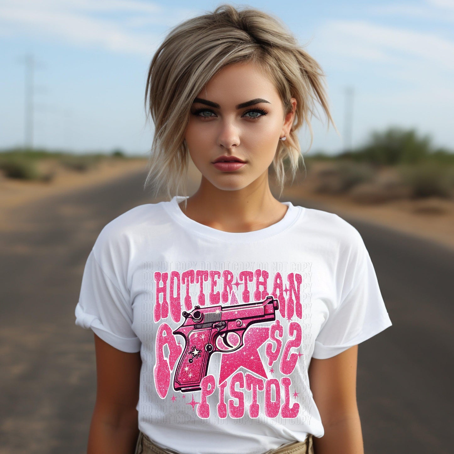 Hotter Than A $2 Pistol Pink Sequined DTF Transfer