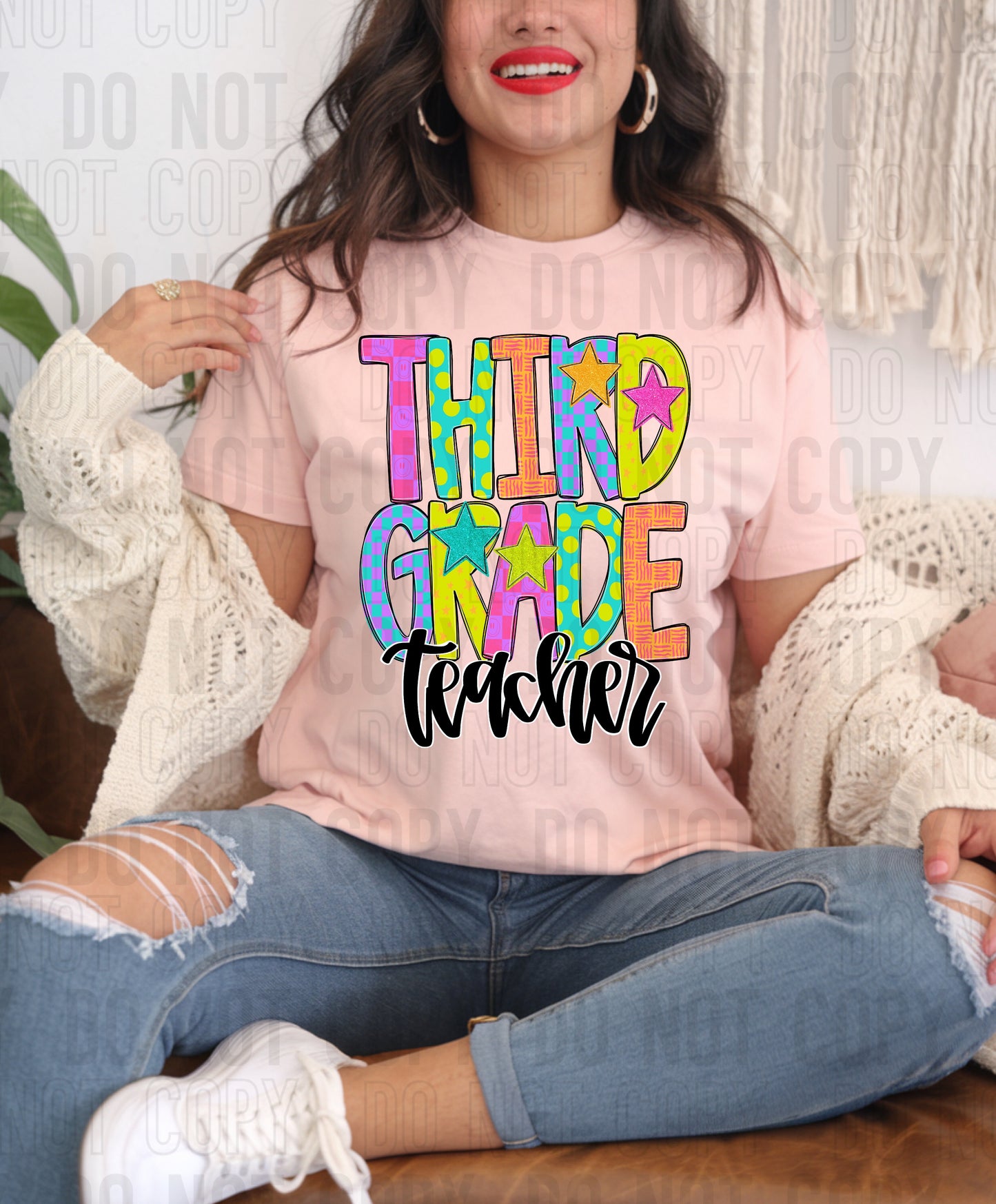 Third Grade Teacher Preppy School DTF Transfer