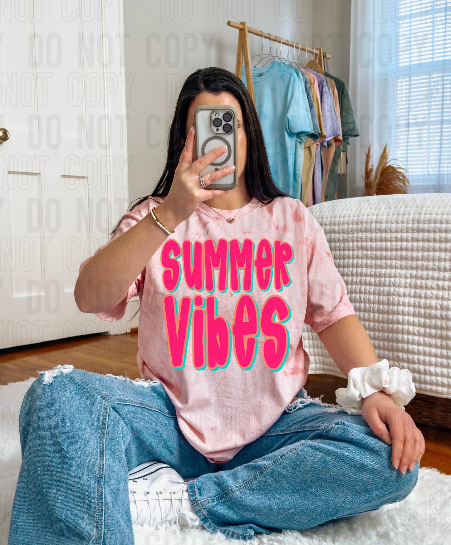 Summer Vibes Preppy Pink DTF Transfer