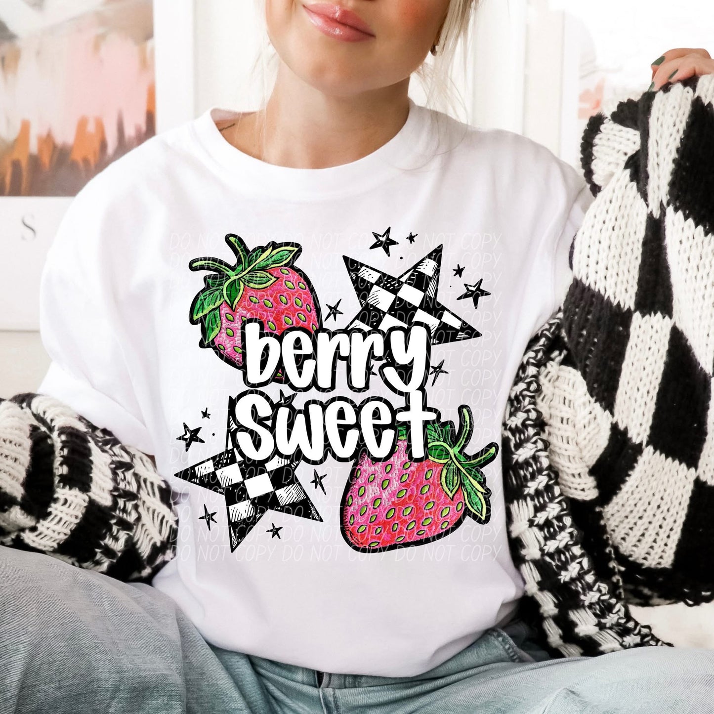 Berry Sweet Black White DTF Transfer
