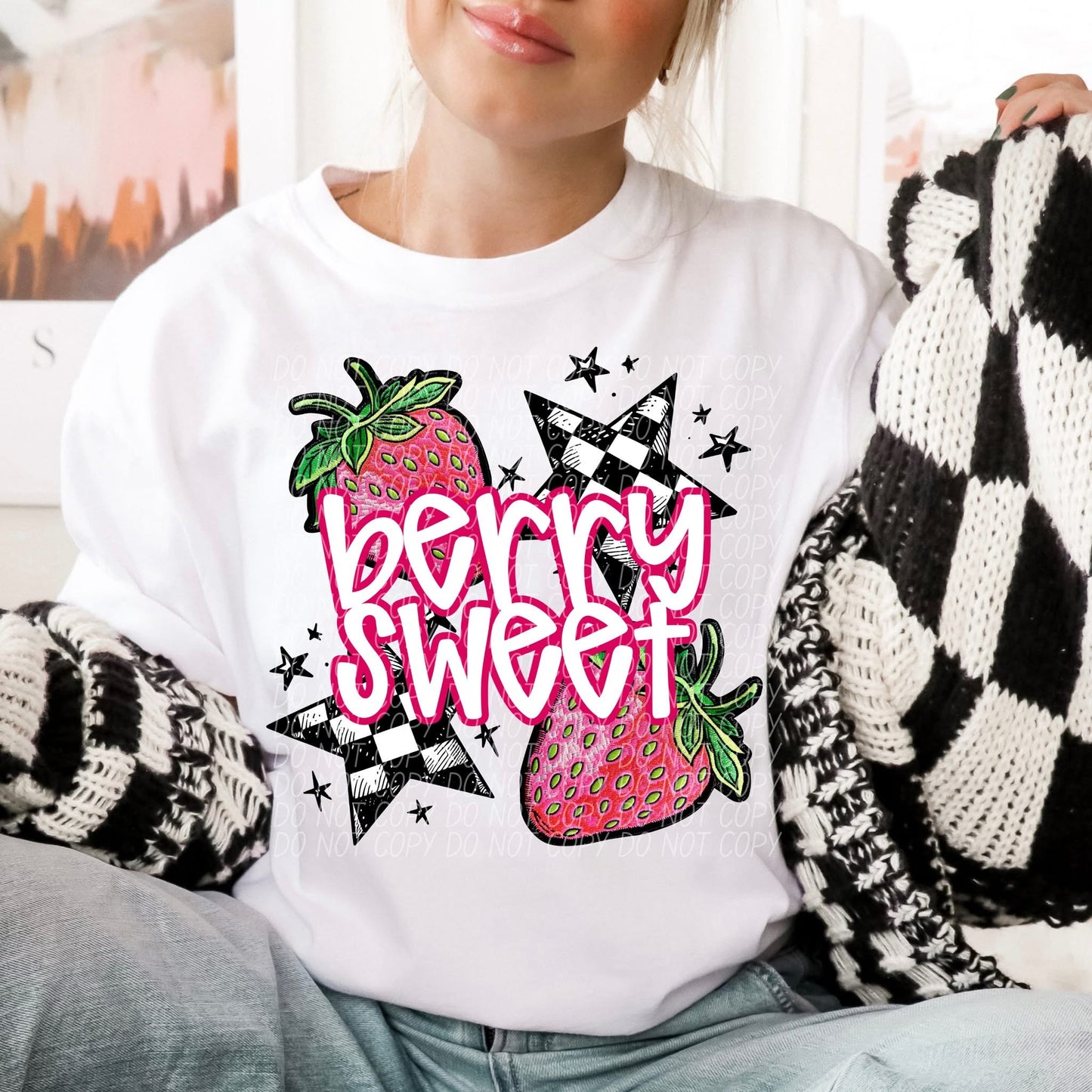 Berry Sweet Pink White DTF Transfer