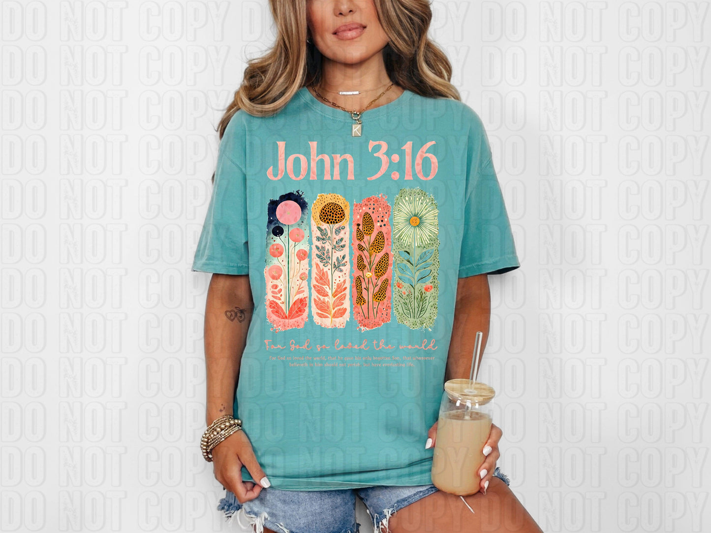 John 3:16 Pink Font DTF Transfer