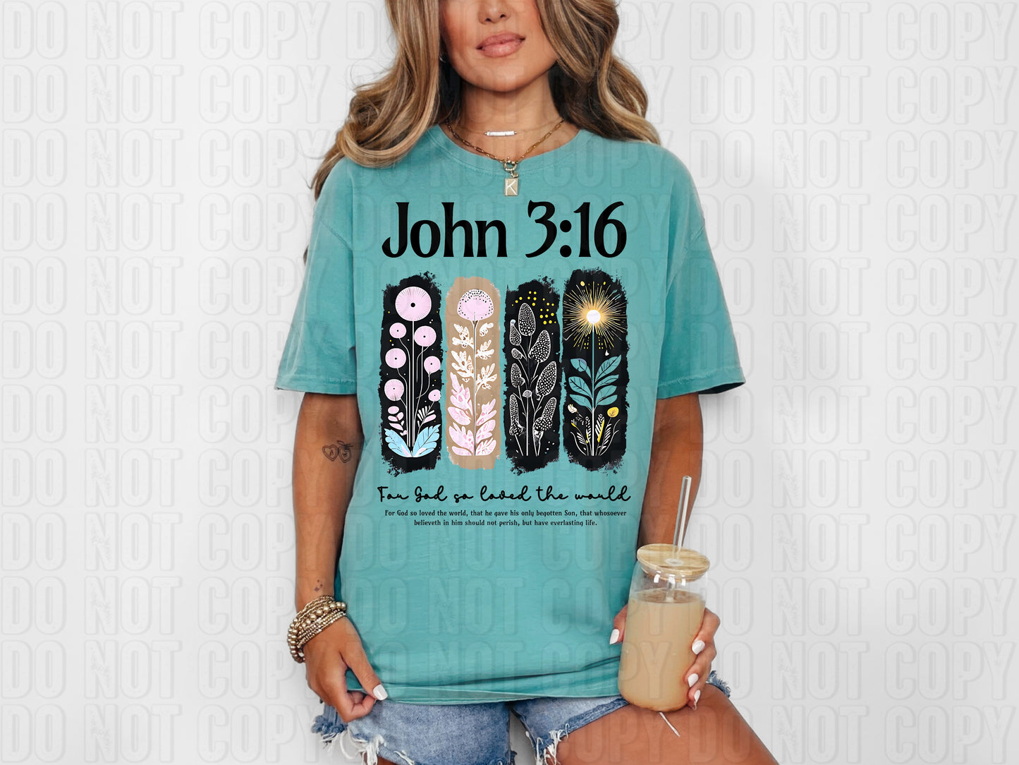 John 3:16 Black Font DTF Transfer