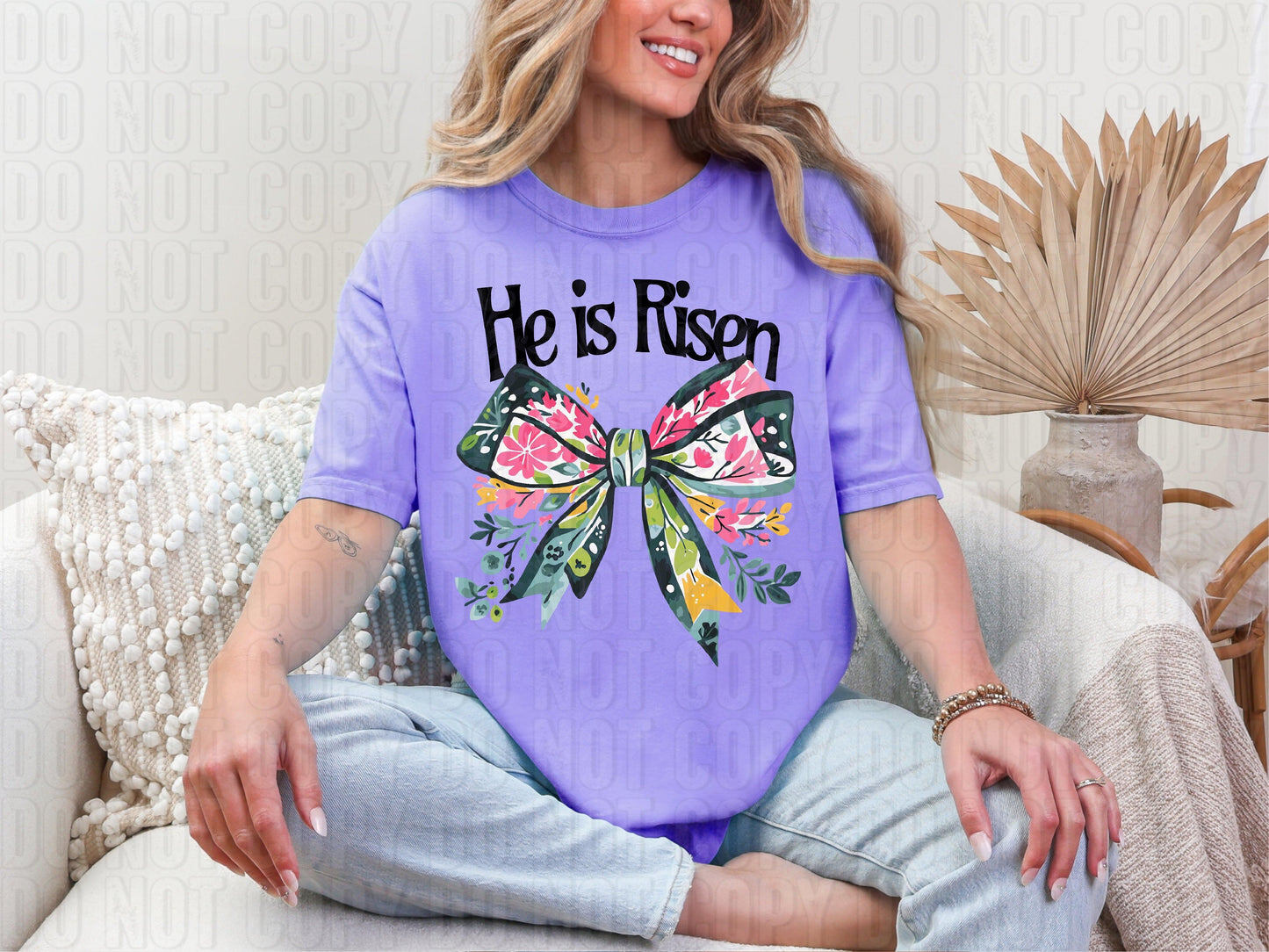 He Is Risen Floral Bow DTF Transfer