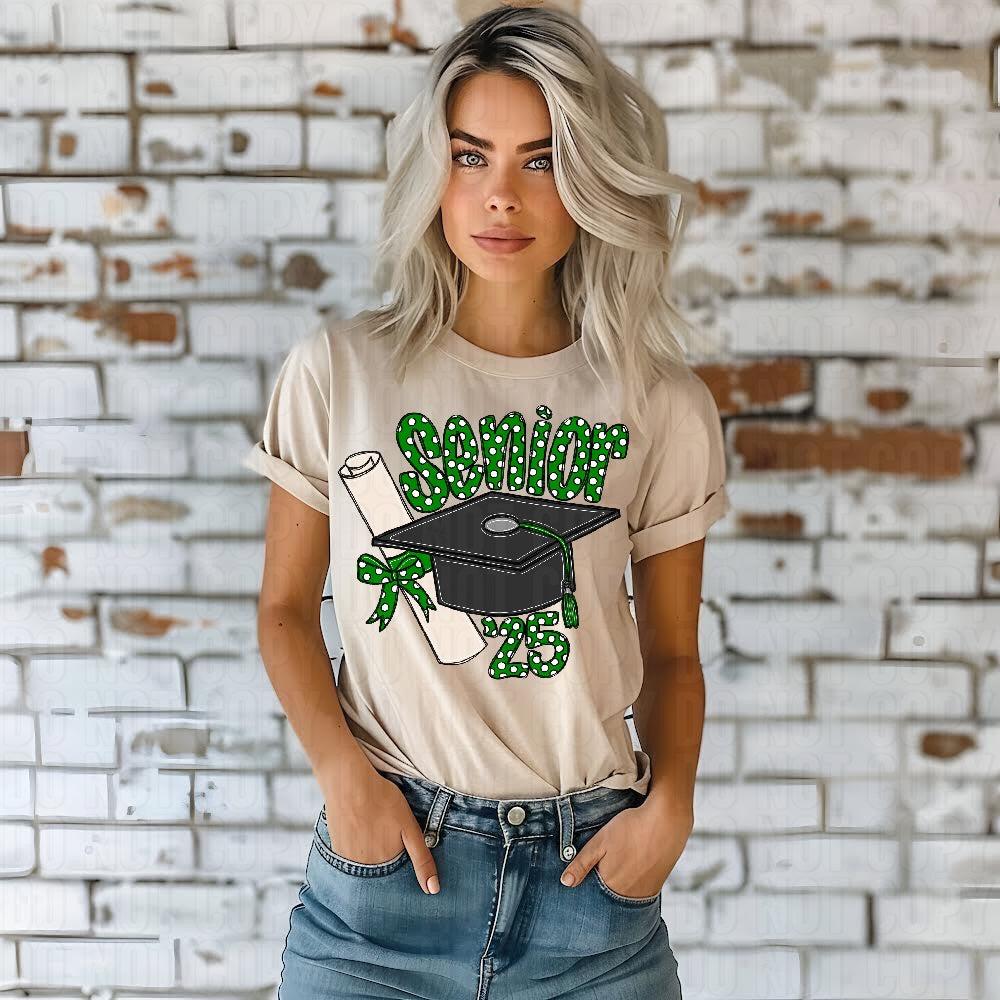 Senior 25 Green Dots DTF Transfer