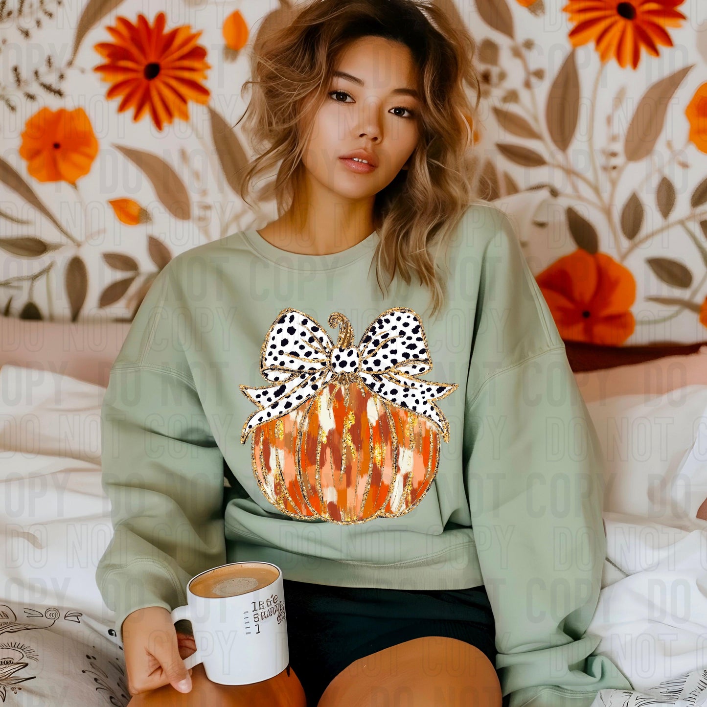 Fall Pumpkin With Dalmatian Bow DTF Transfer