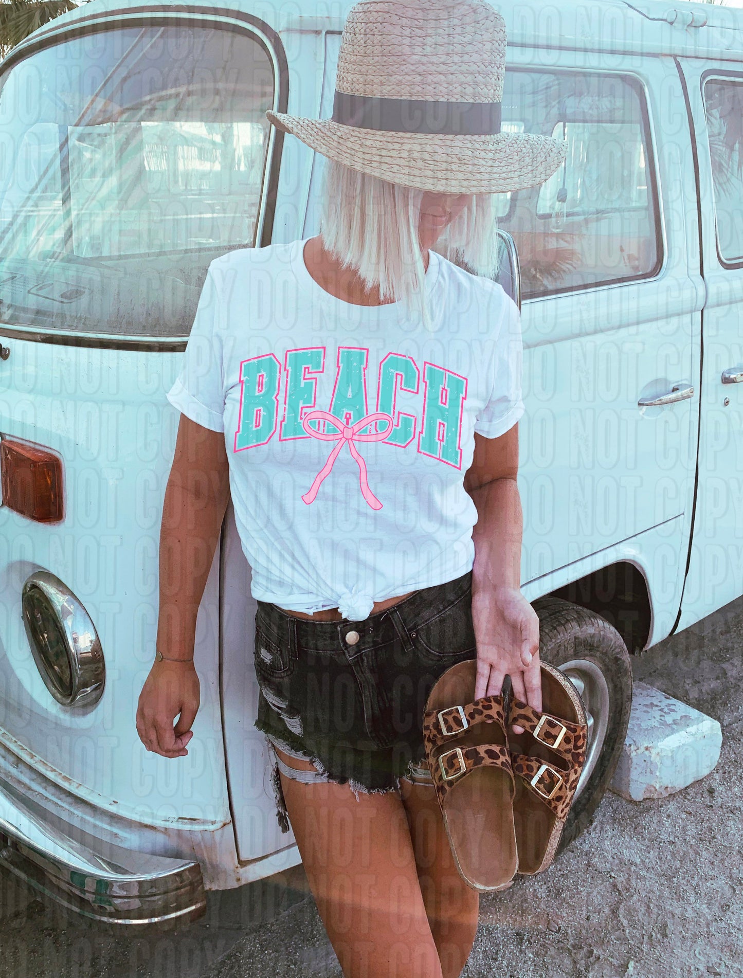 Beach Pink Teal Coquette DTF Transfer