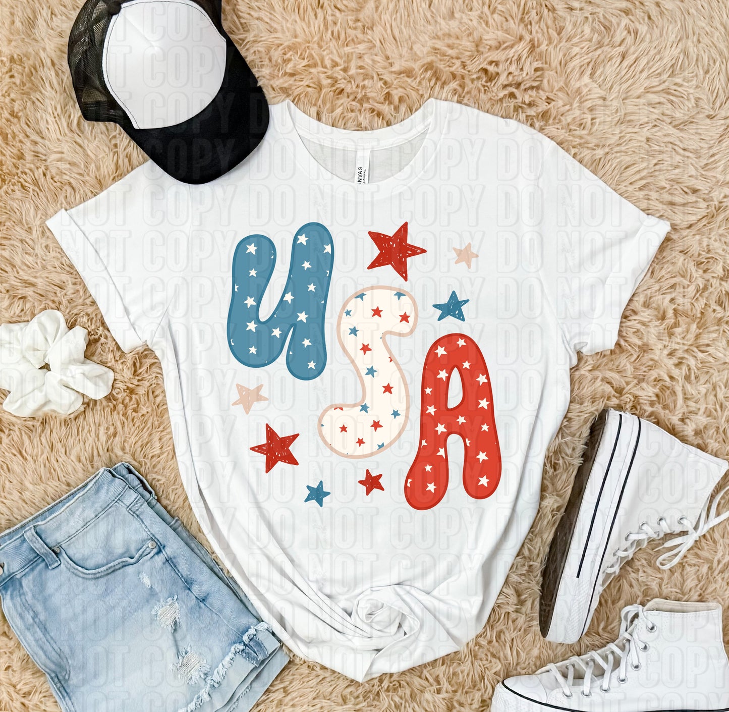 USA Stacked Doodle DTF Transfer