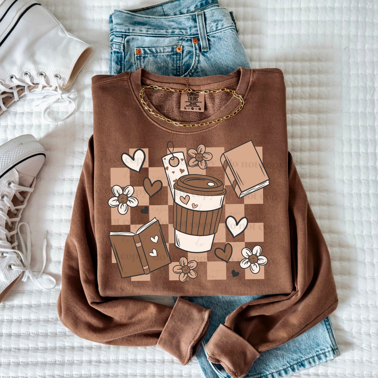 Books And Coffee DTF Transfer