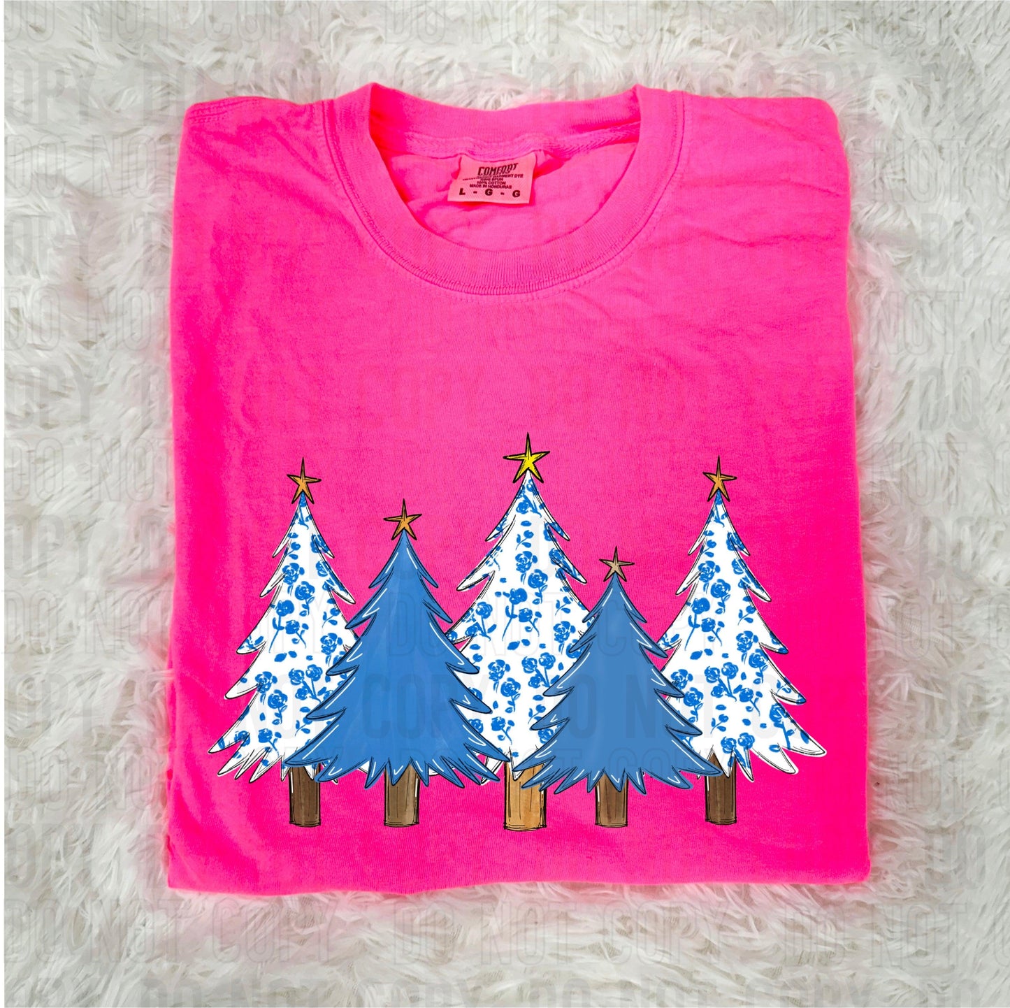 Chinoiserie Christmas Trees DTF Transfer