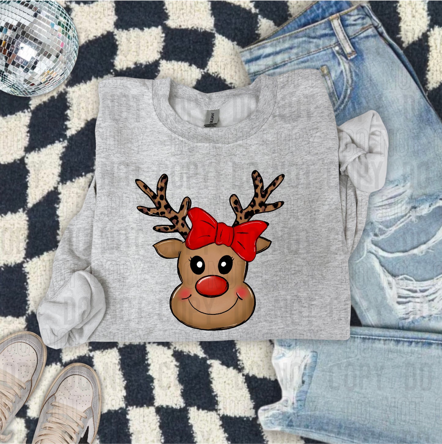 Girl Reindeer Cheetah Antlers DTF Transfer