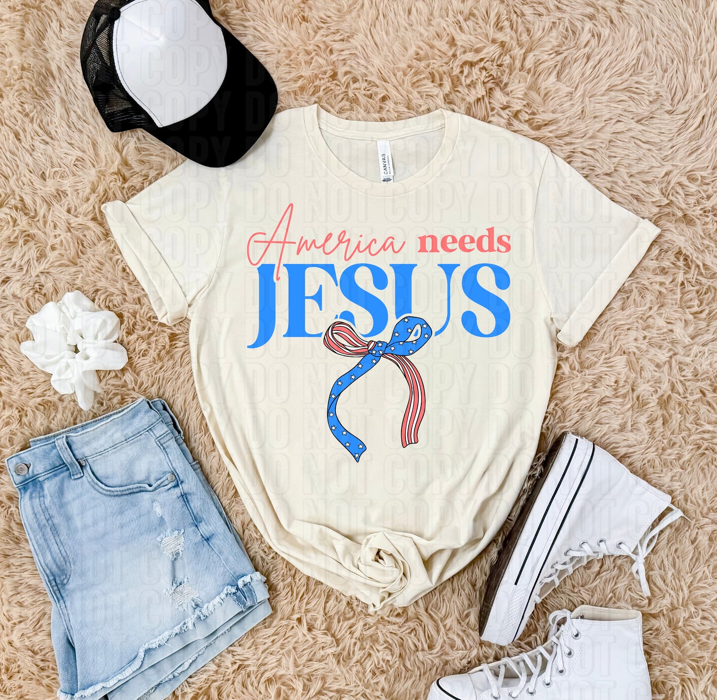 America Needs Jesus Coquette DTF Transfer
