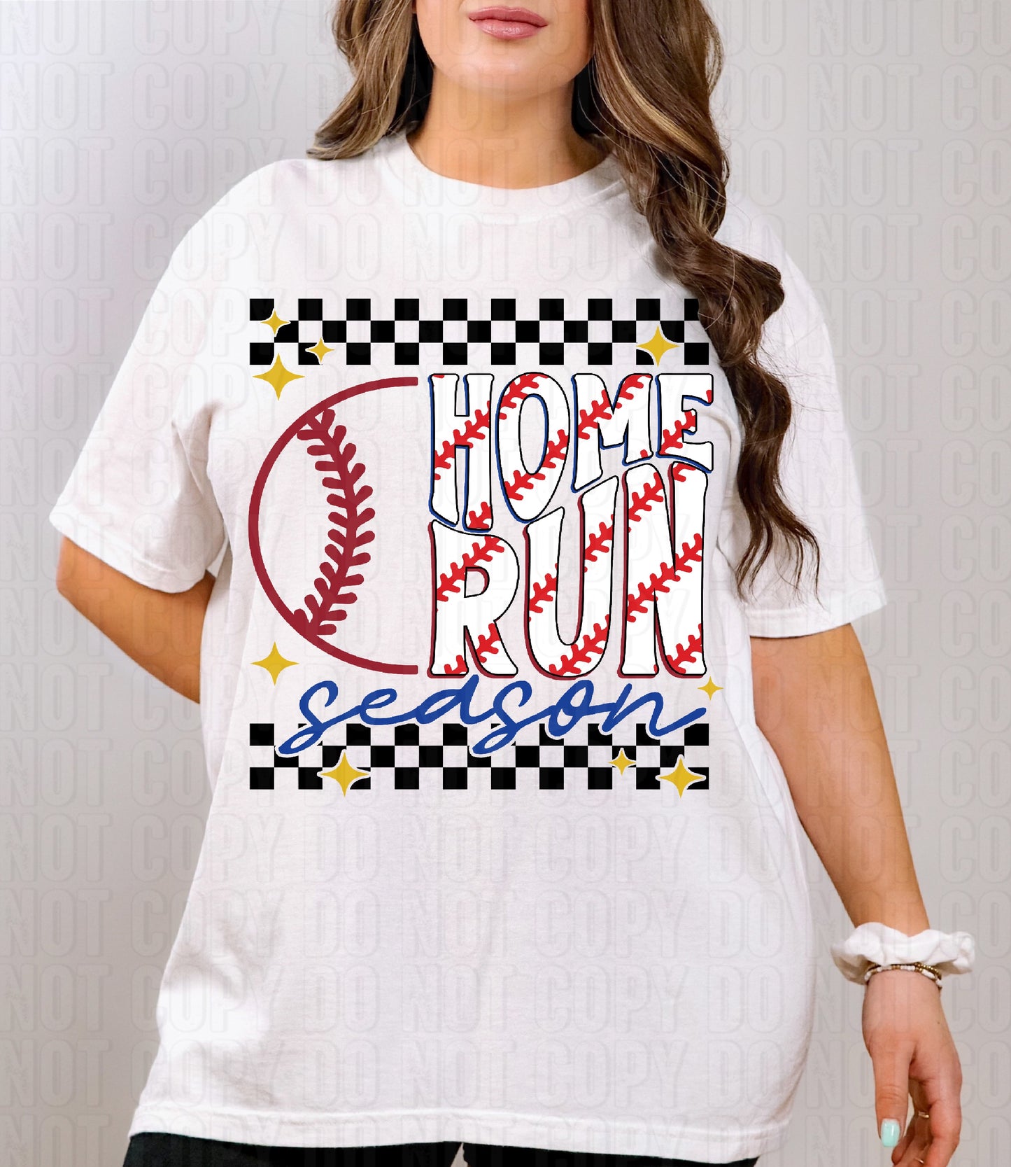 Home Run Season Checkered DTF Transfer