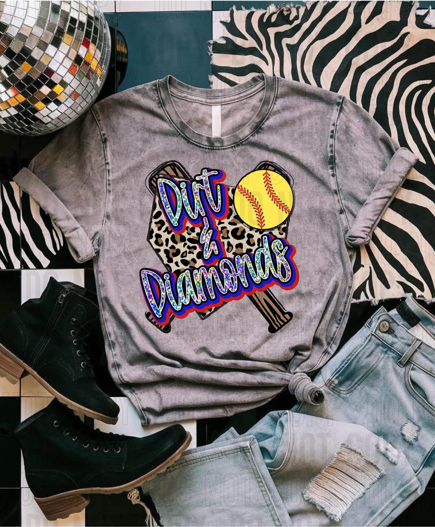 Dirt And Diamonds Softball DTF Transfer