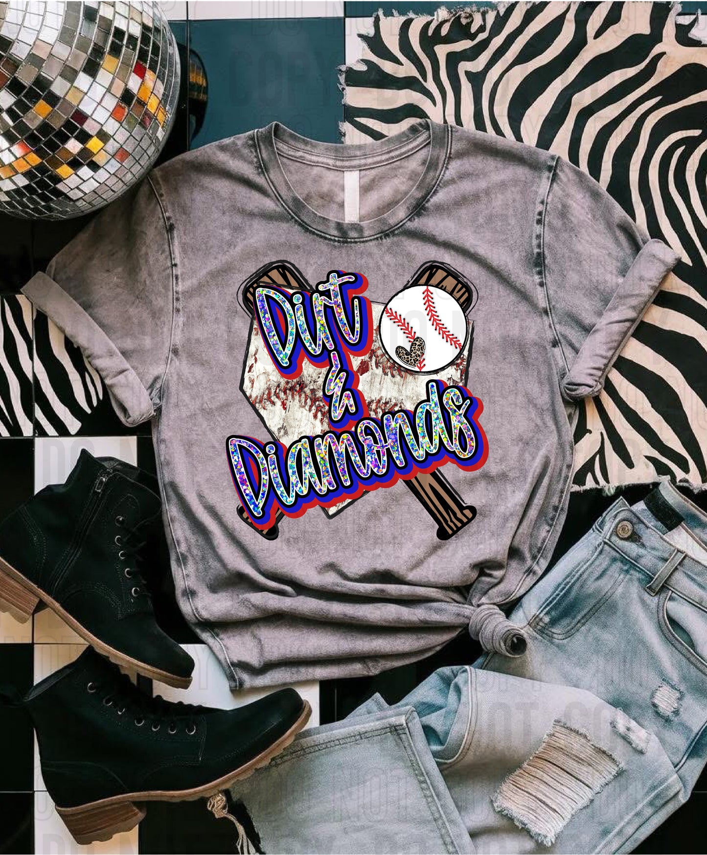 Dirt And Diamonds Baseball DTF Transfer