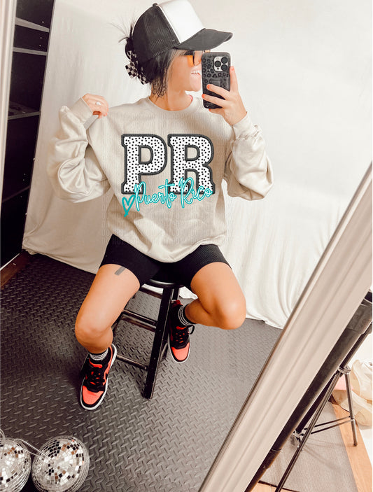 PR Dotted State Embroidery Faux DTF Transfer