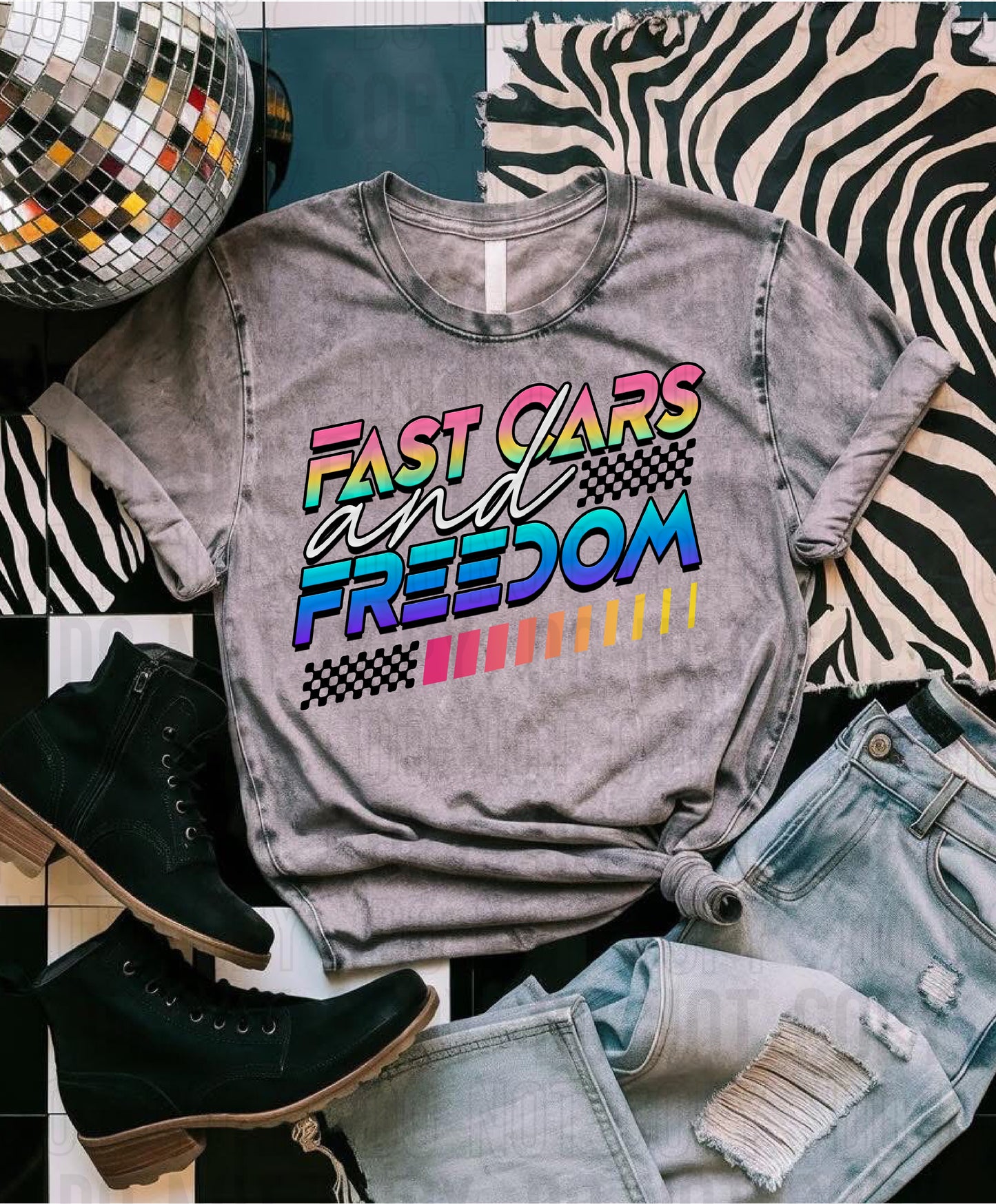 Fast Cars And Freedom No Background DTF Transfer