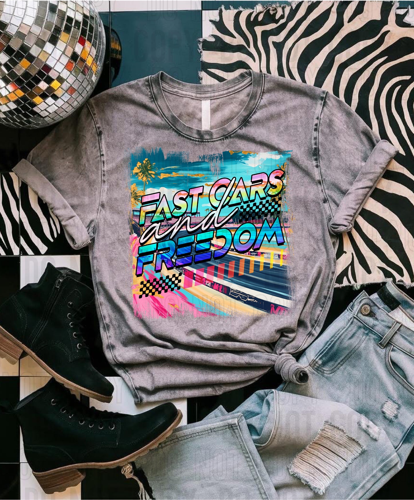 Fast Cars And Freedom Background DTF Transfer