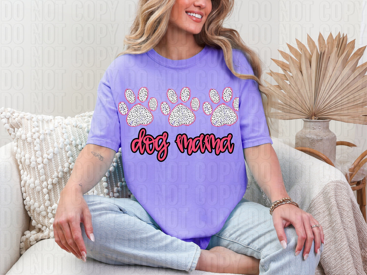 Dog Mama Pink Dalmatian Dot DTF Transfer