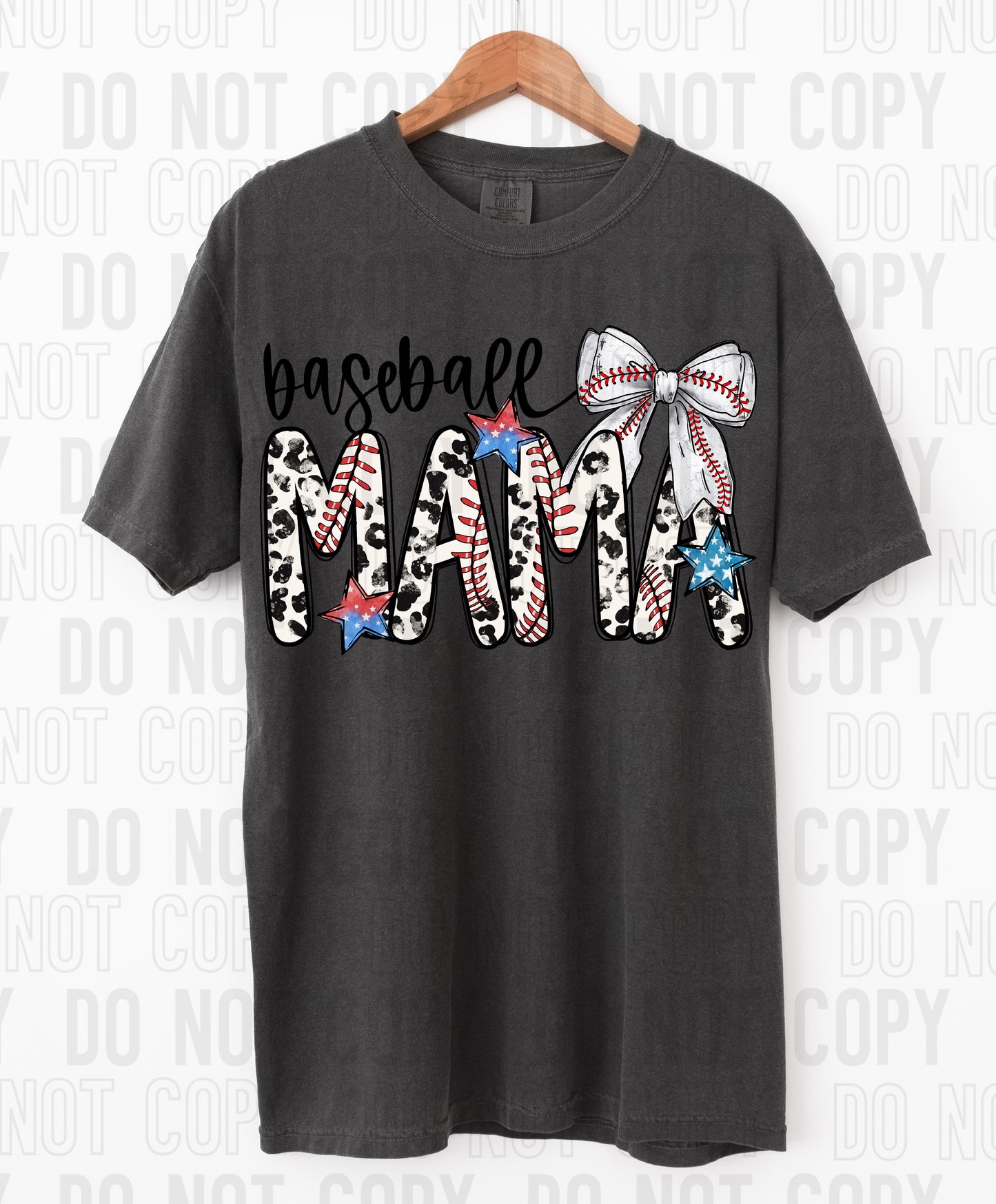 Baseball Mama Bow Doodle DTF Transfer