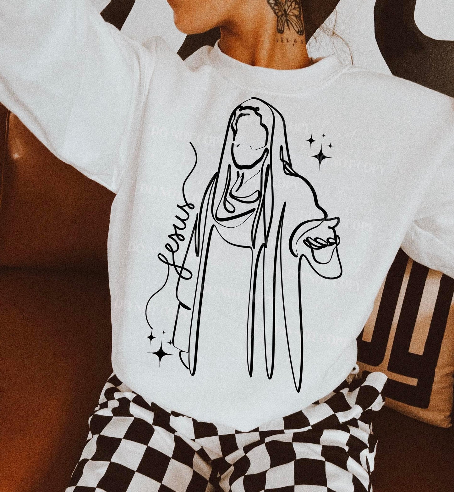 Jesus Black Font DTF Transfer
