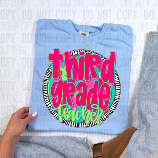 Third Grade Teacher Bright Circle Occupation DTF Transfer