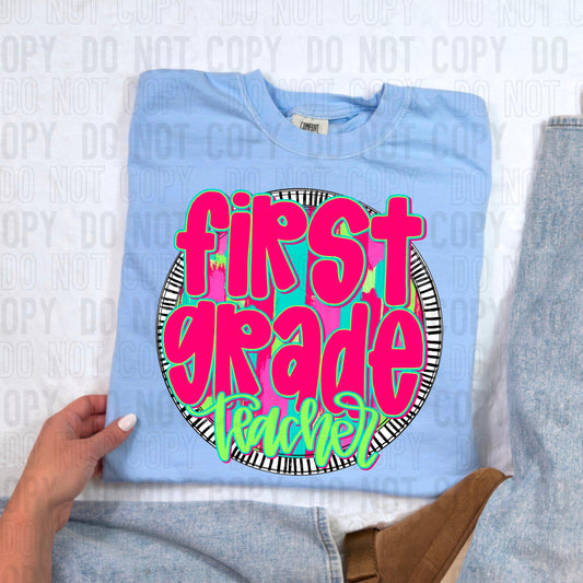 First Grade Teacher Bright Circle Occupation DTF Transfer