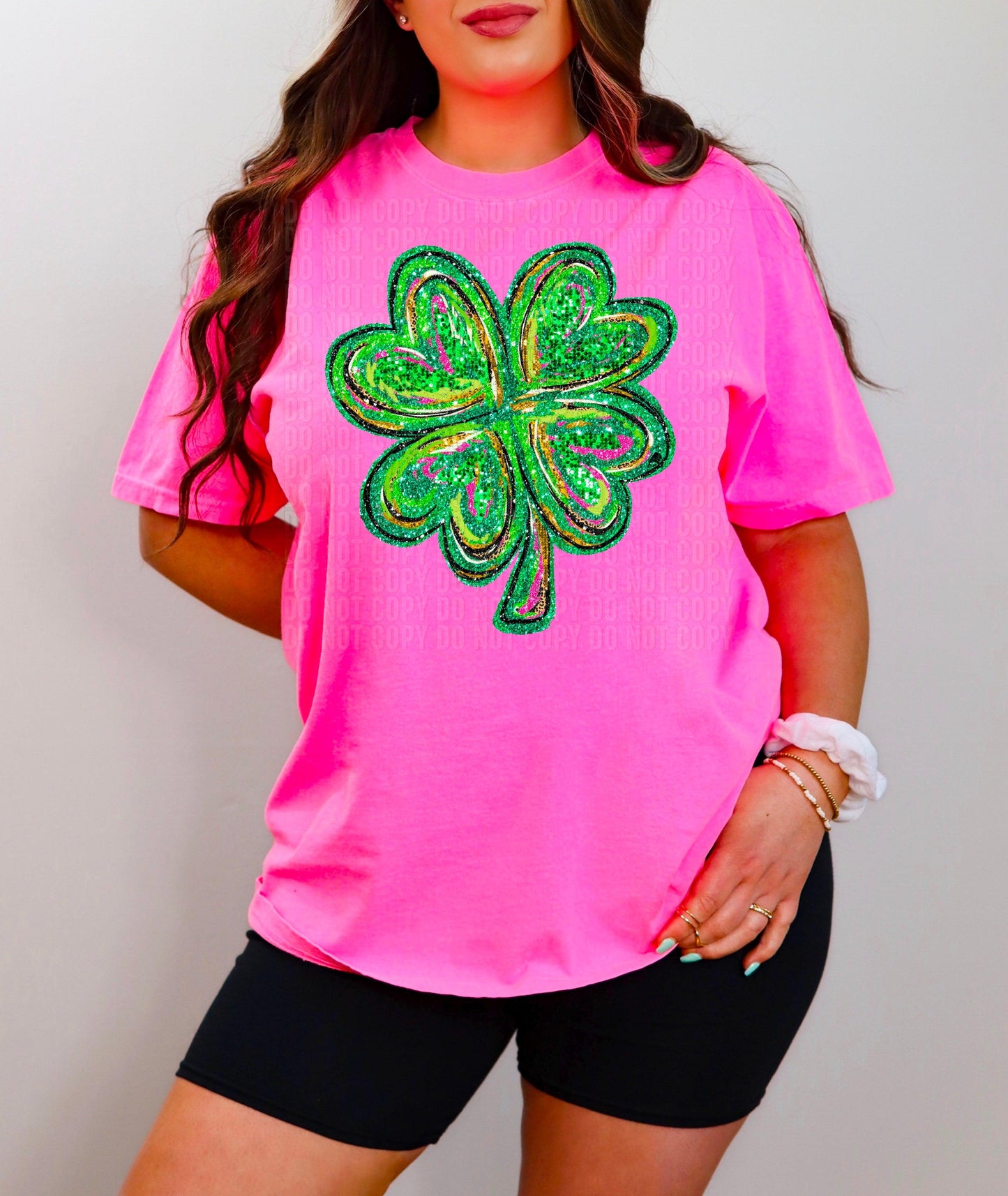 Glitter Fauxed Clover DTF Transfer