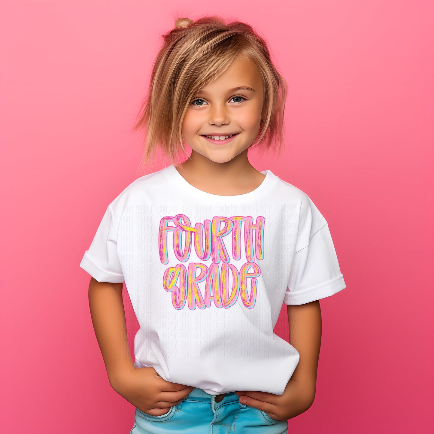 Pink Glitz Grades DTF Transfer