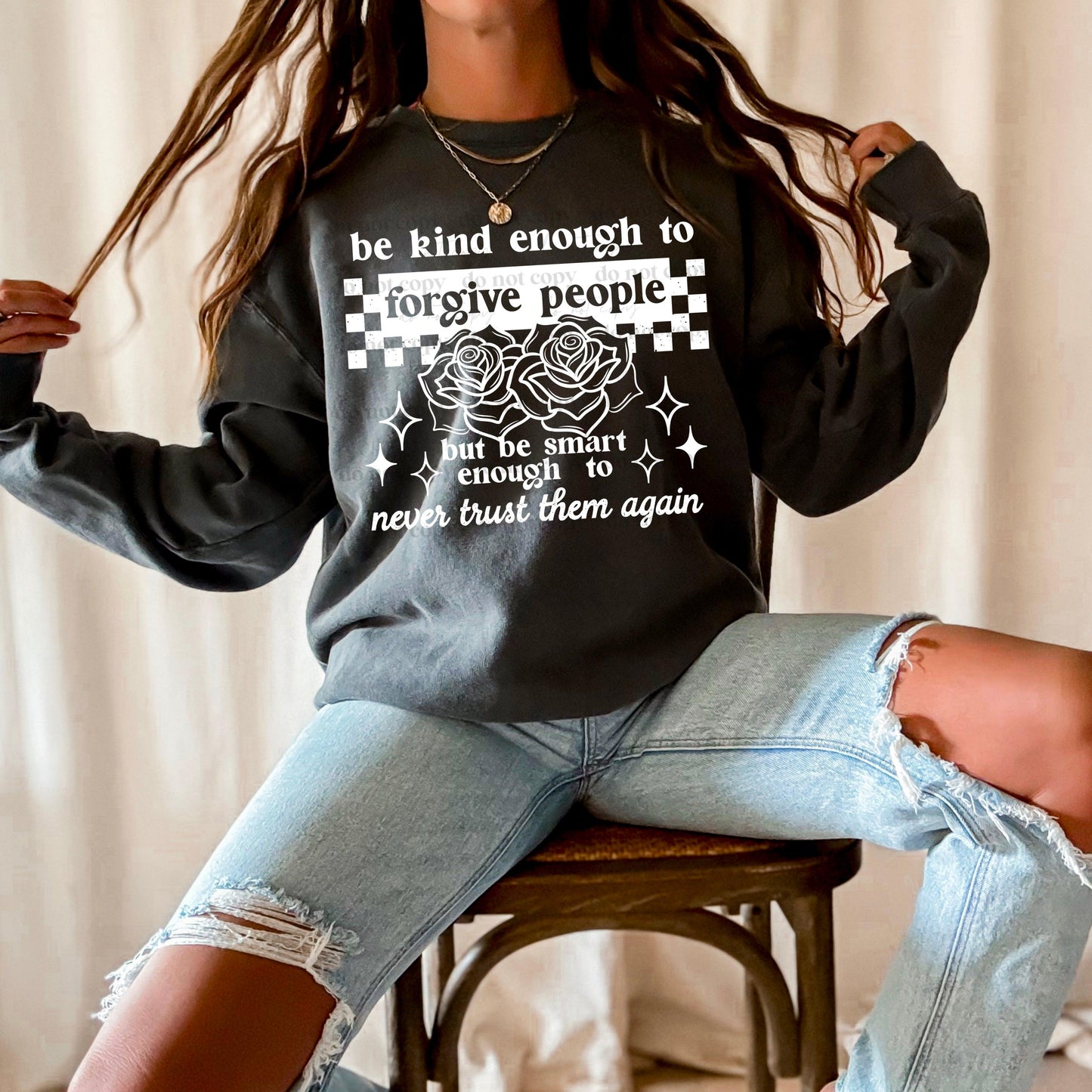 Forgive People White Font DTF Transfer