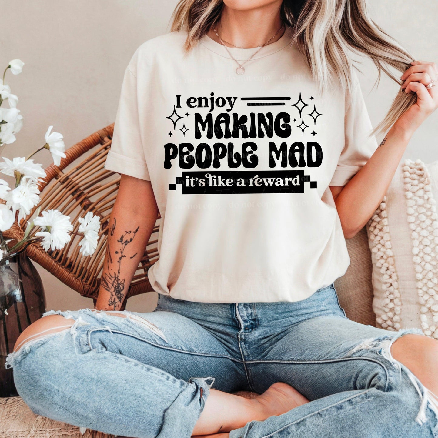 I Enjoy Making People Mad Black Font DTF Transfer