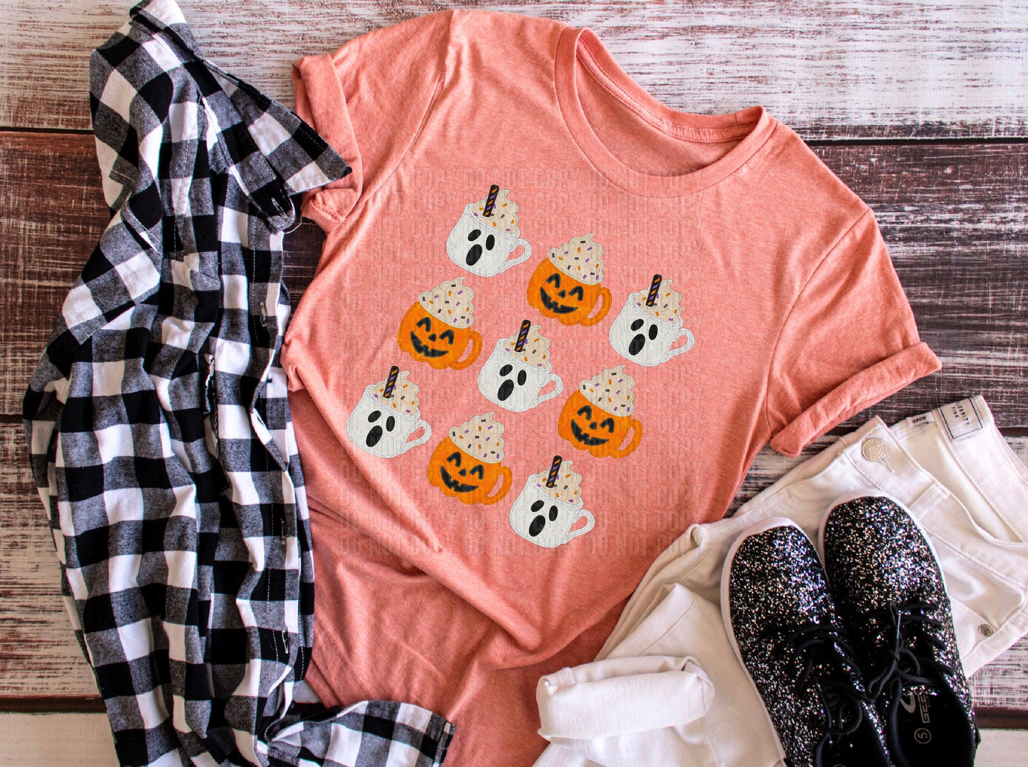 Halloween Cups Faux Embroidery DTF Transfer