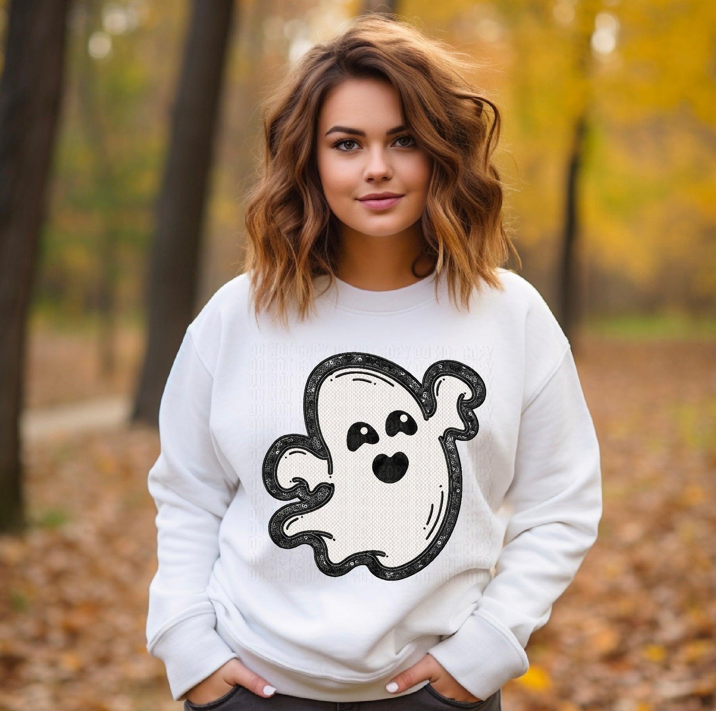 Ghost Sequined Faux DTF Transfer