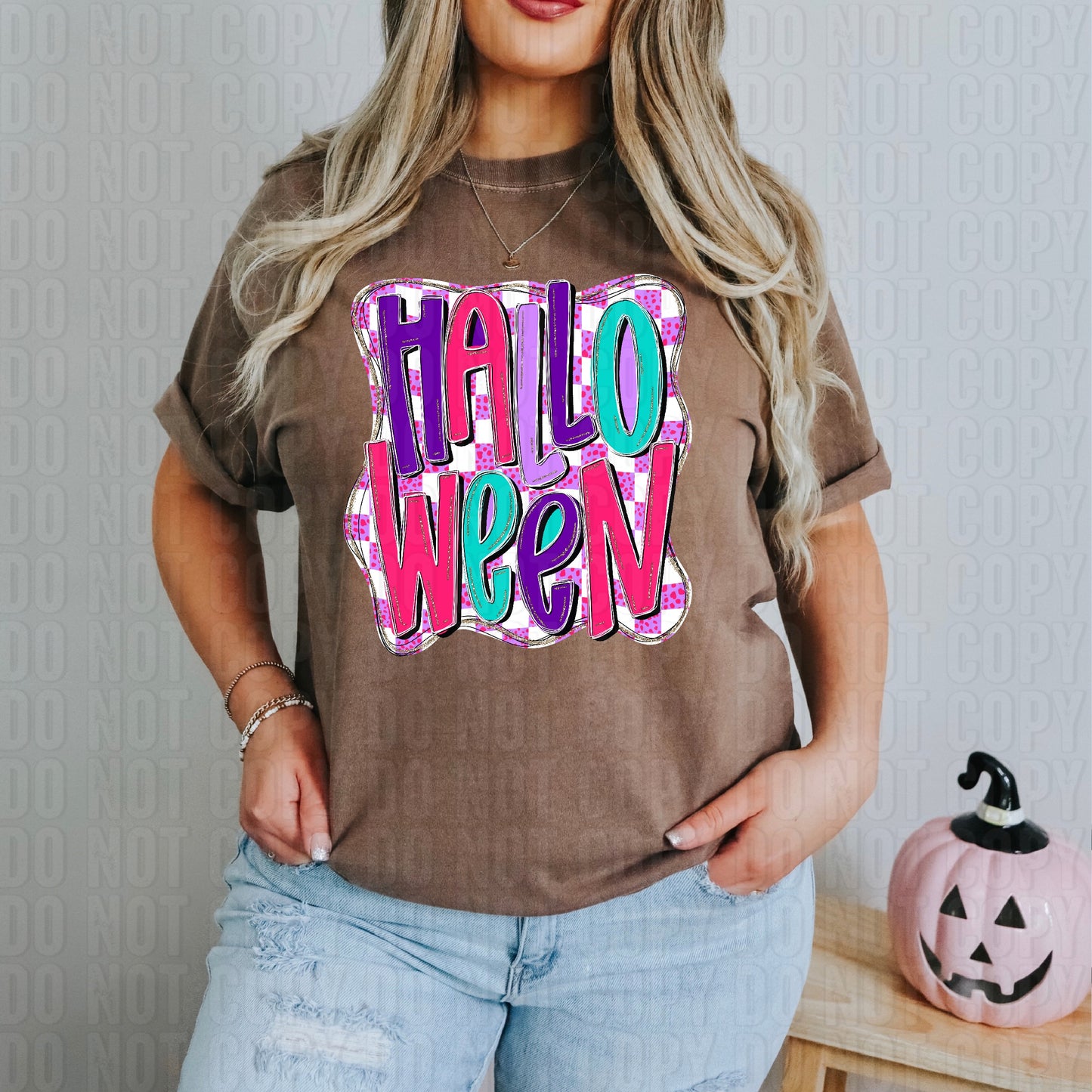 Halloween Pink Checker Online DTF Transfer