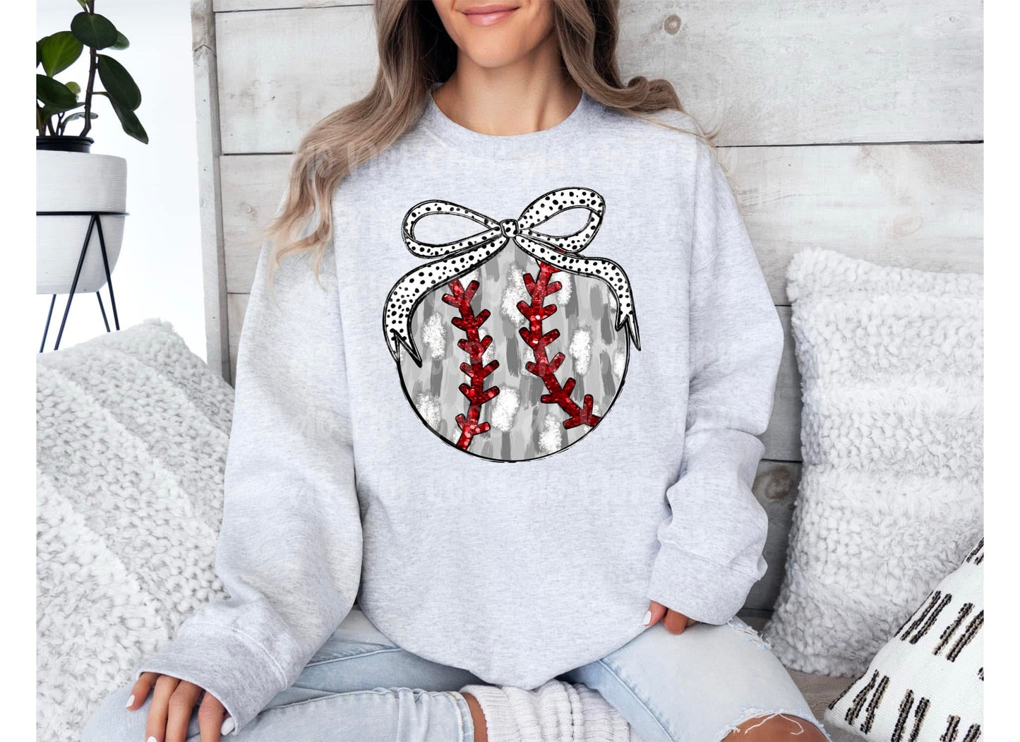 Baseball Dalmatian Bow DTF Transfer