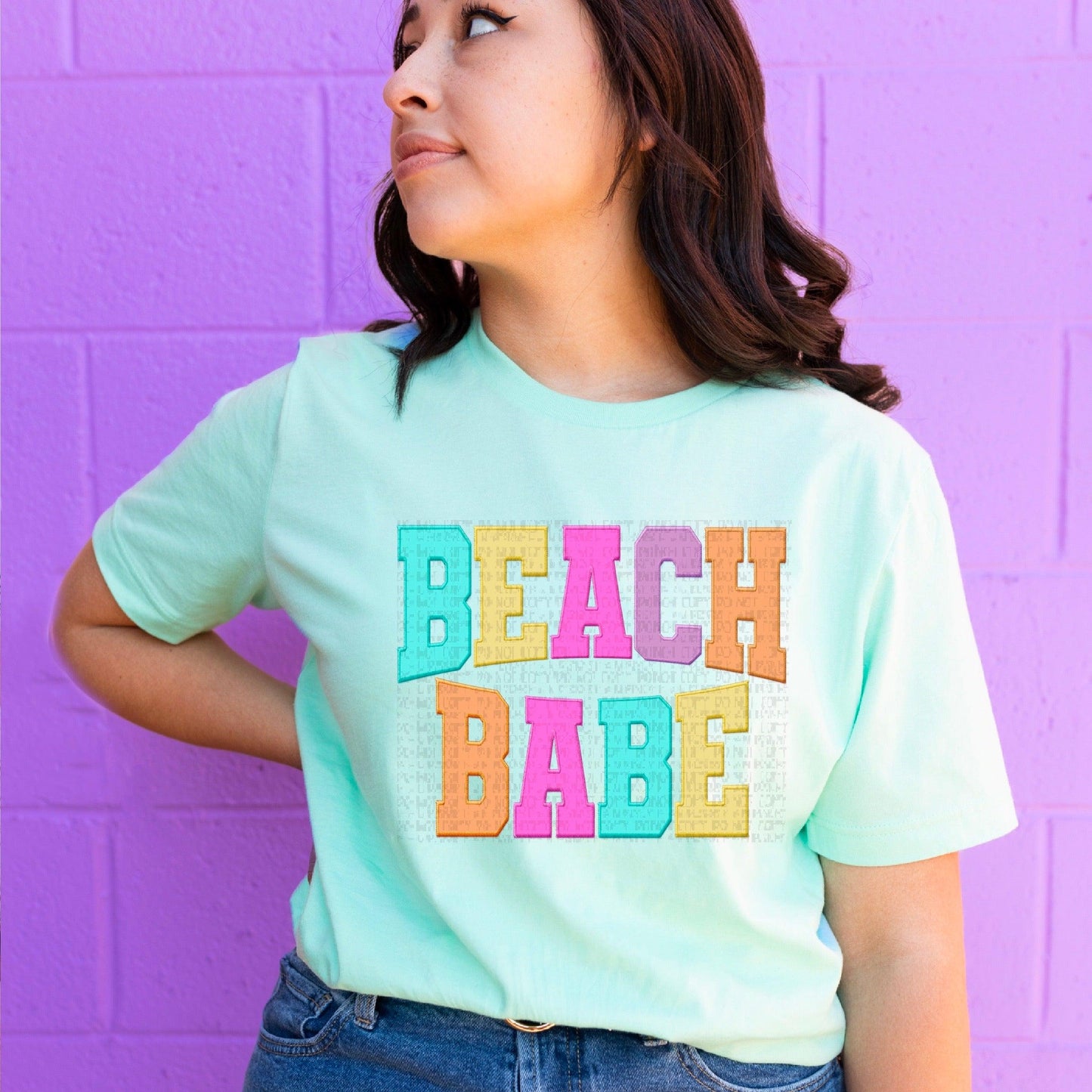 Beach Babe Faux Embroidery DTF Transfer