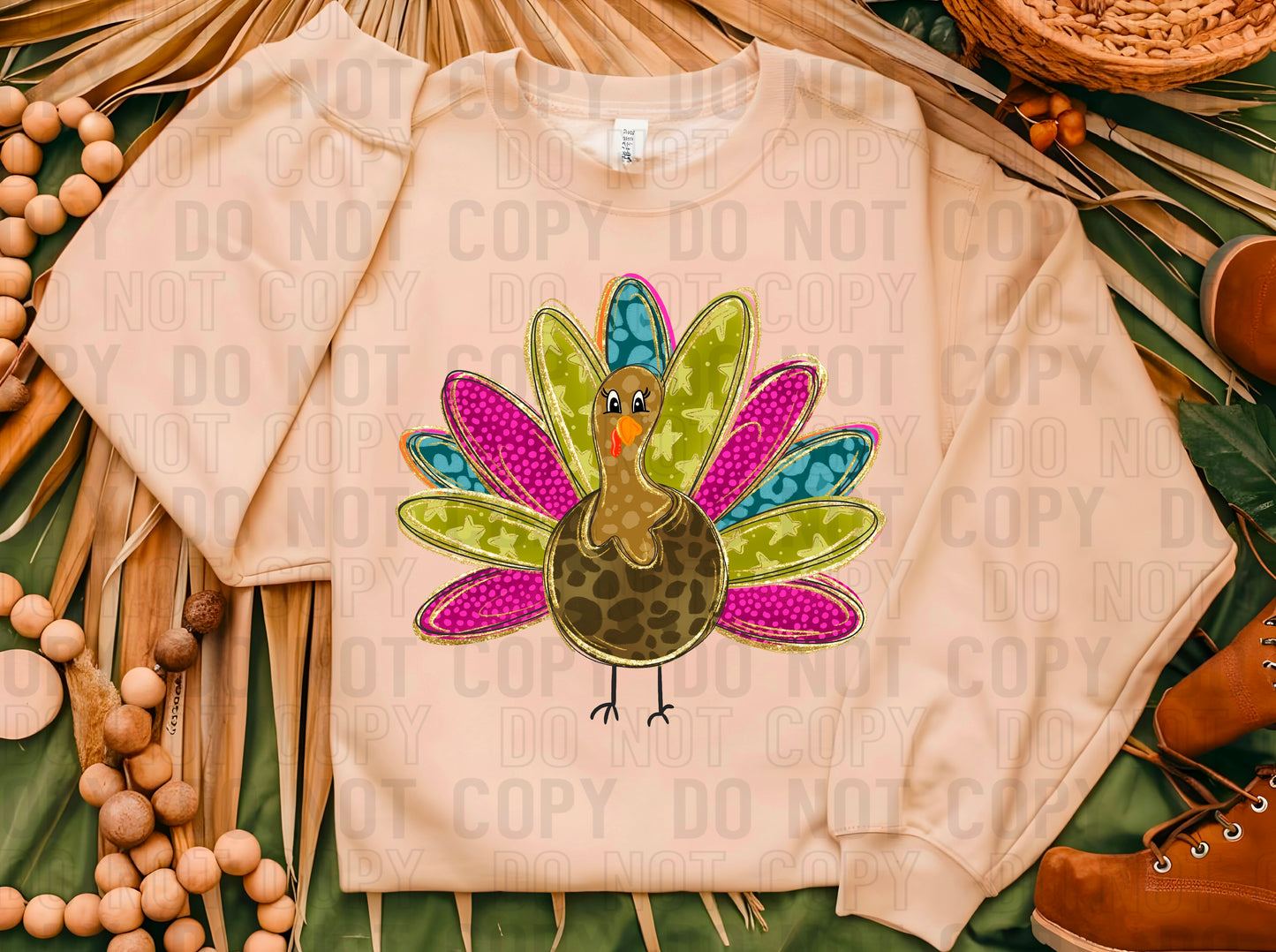 Leopard & Gold Outlined Turkey DTF Transfer