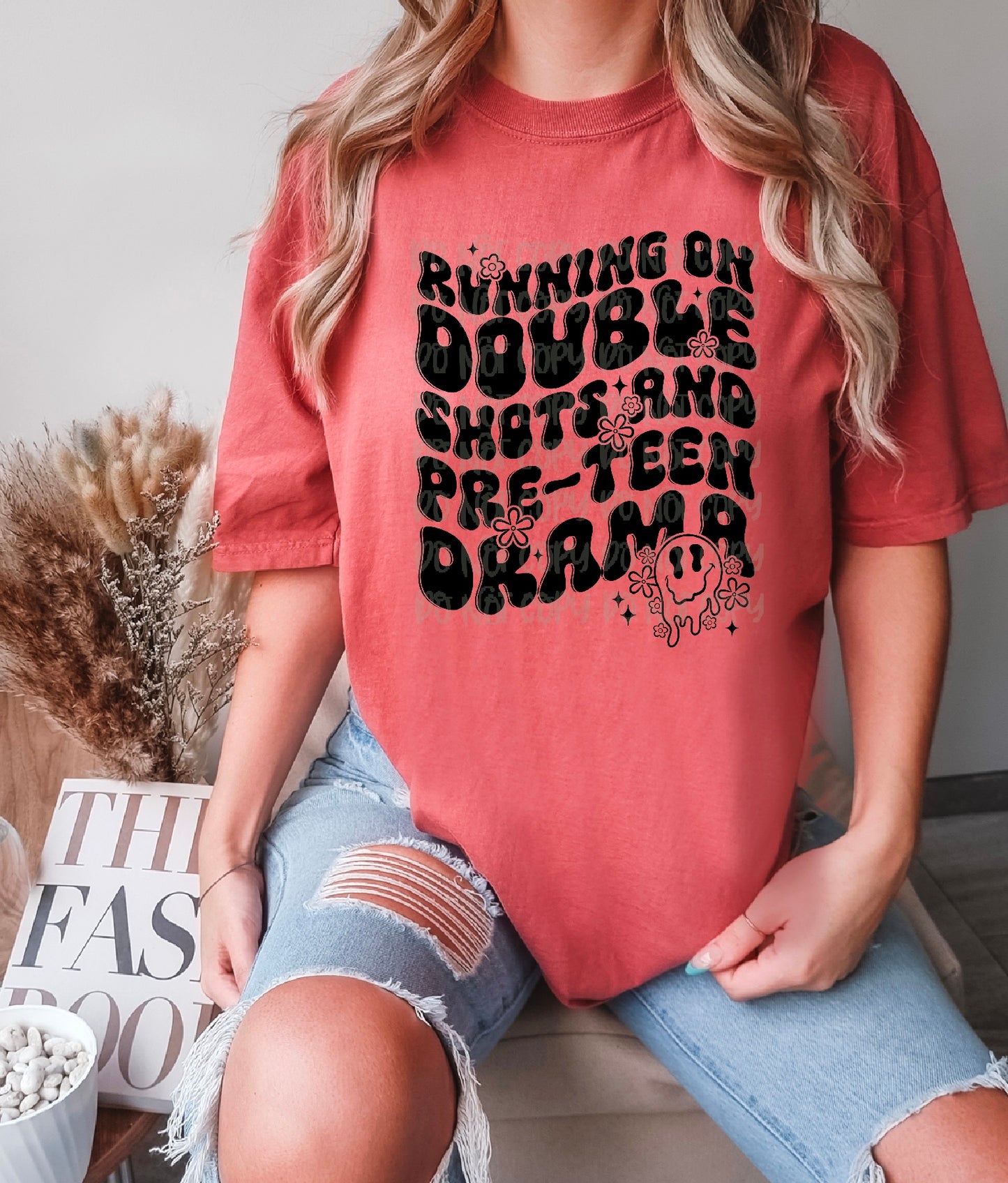 Running on Double Shots and Pre Teen Drama DTF Transfer