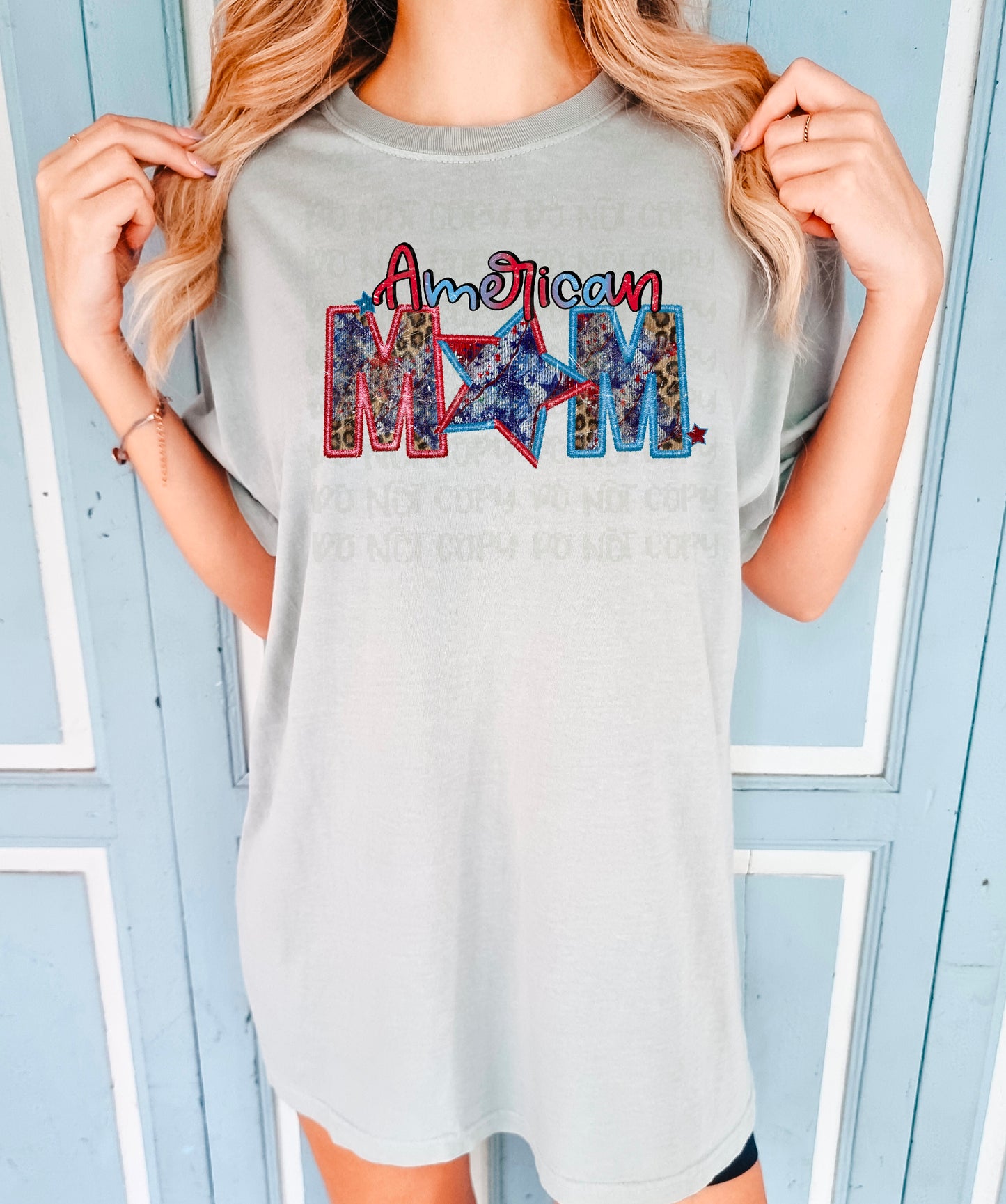 American Mom Faux Embroidery DTF Transfer