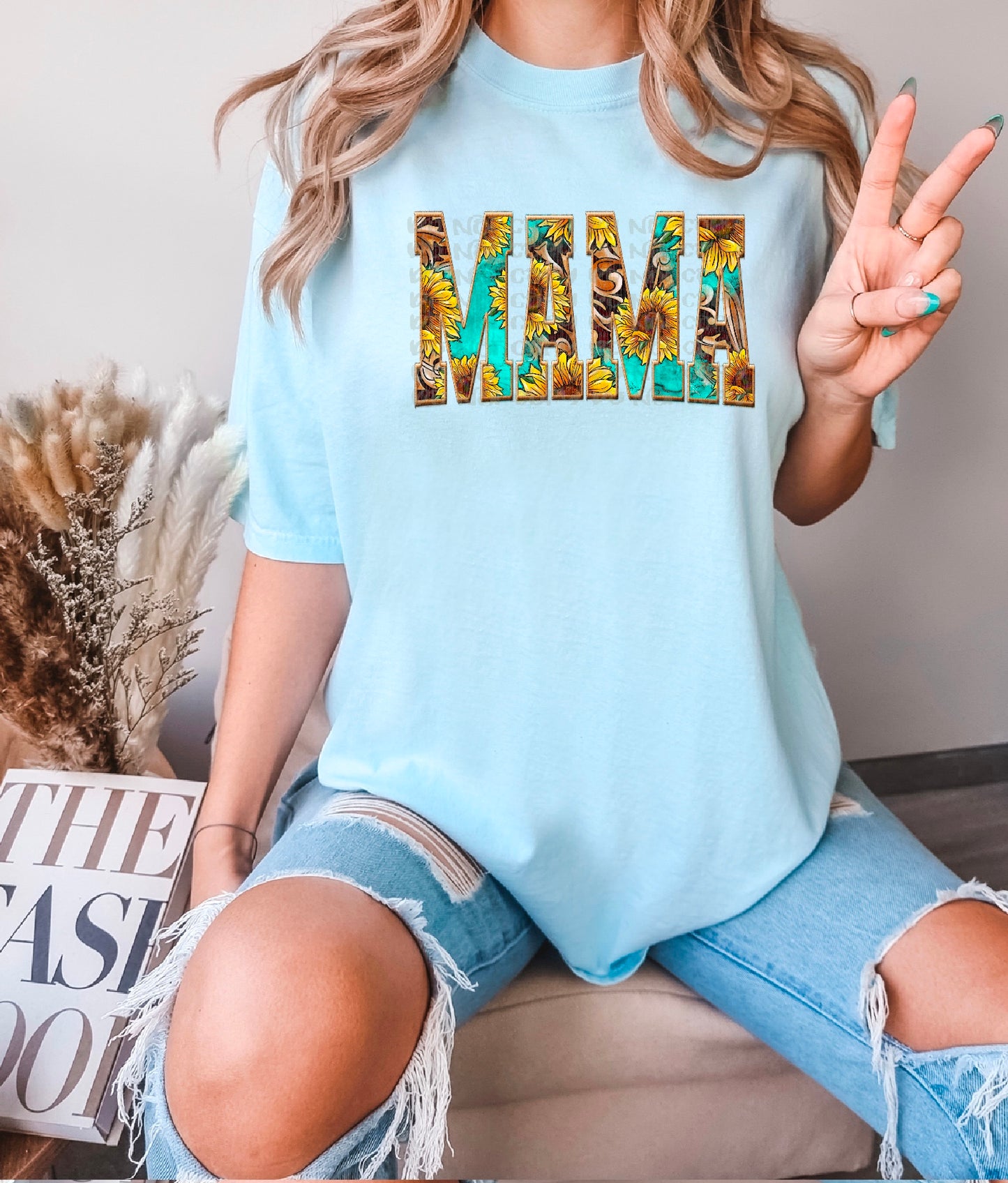 Sunflower Mama Faux Embroidery DTF Transfer