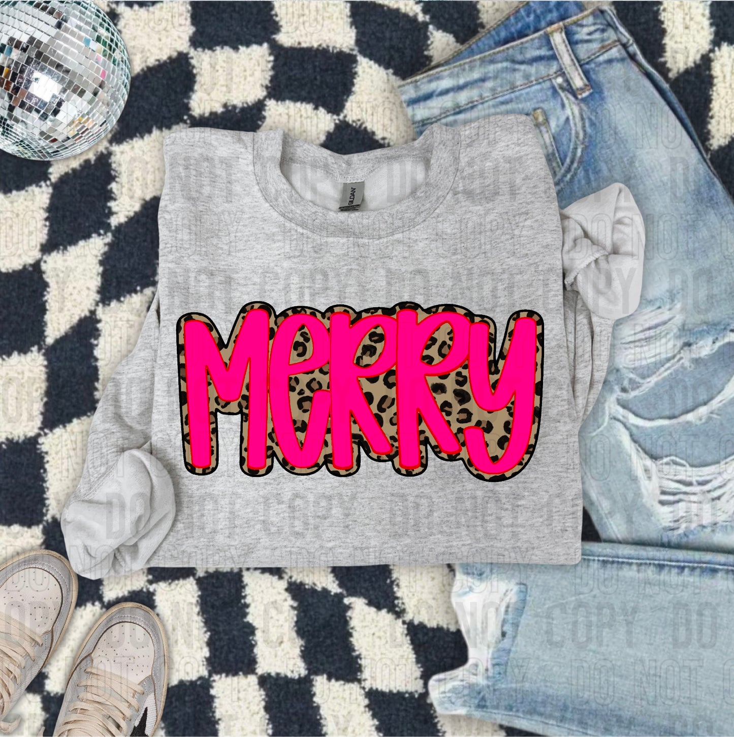 Merry Hot Pink Cheetah Outline DTF Transfer