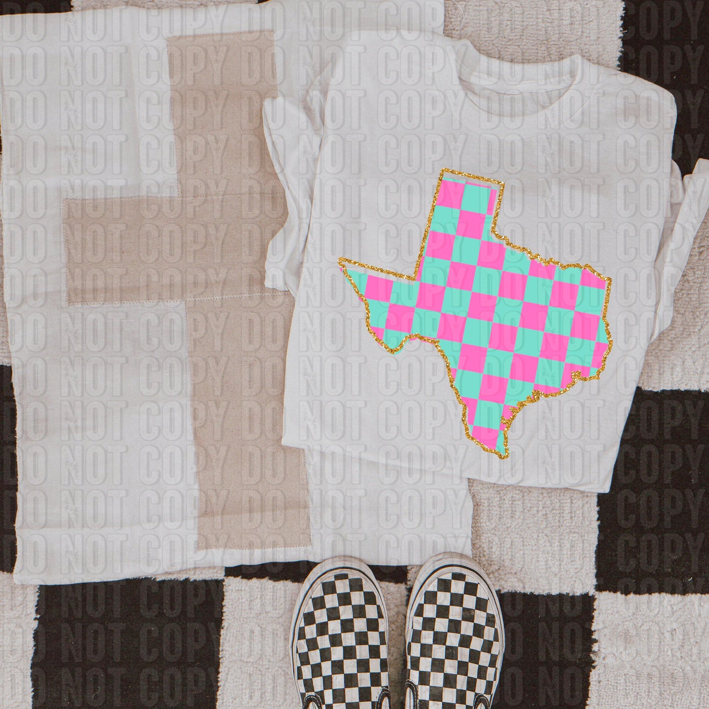 Checkered Pink Teal States DTF Transfer