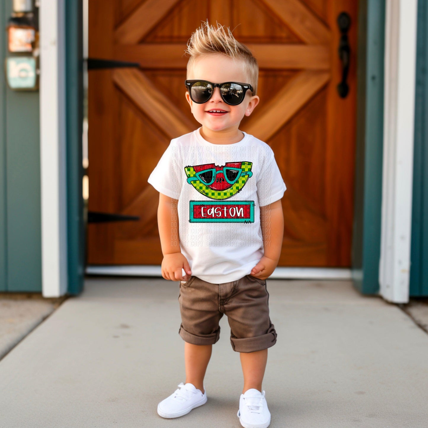 Watermelon Boy With Name Plate Personalized DTF Transfer