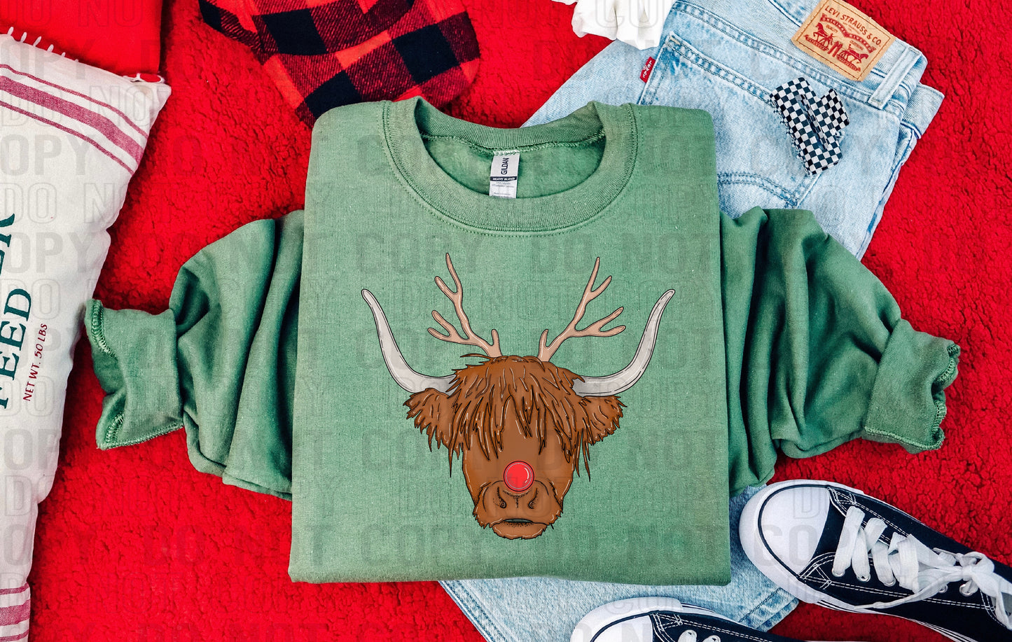 Reindeer Highland Cow DTF Transfer