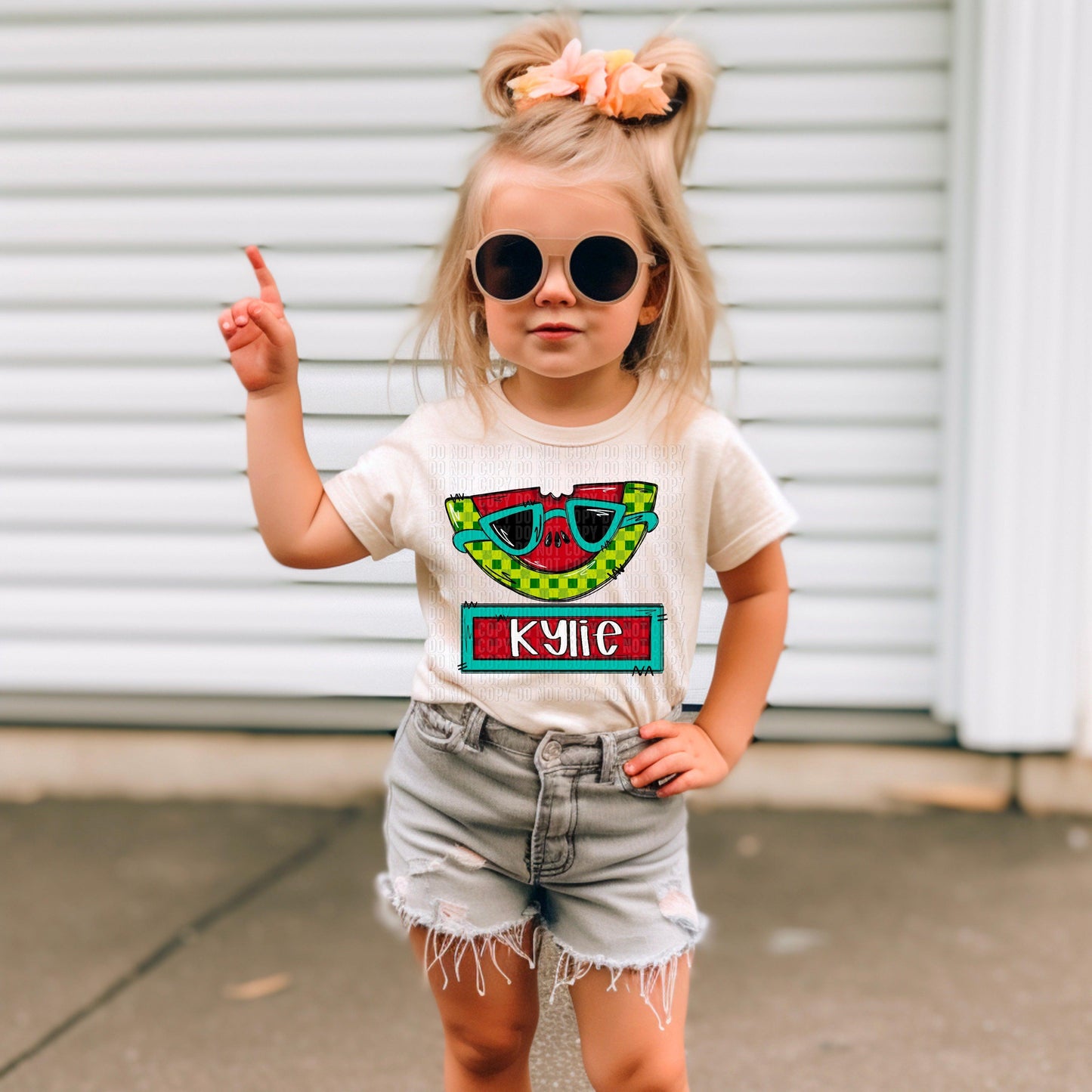 Watermelon Girl With Name Plate Personalized DTF Transfer