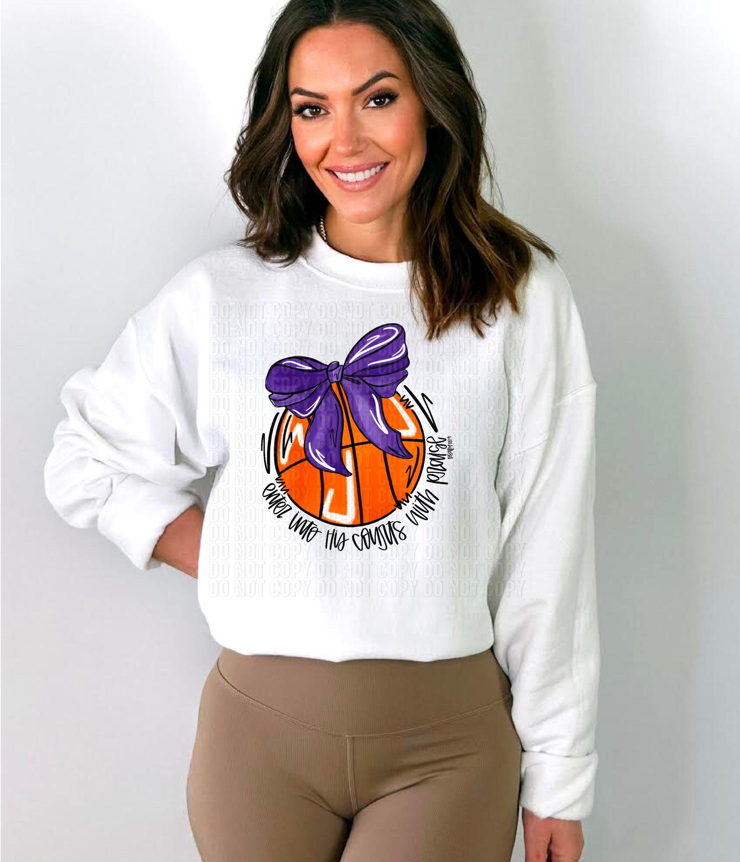 Basketball Purple Bow Enter Into His Courts DTF Transfer