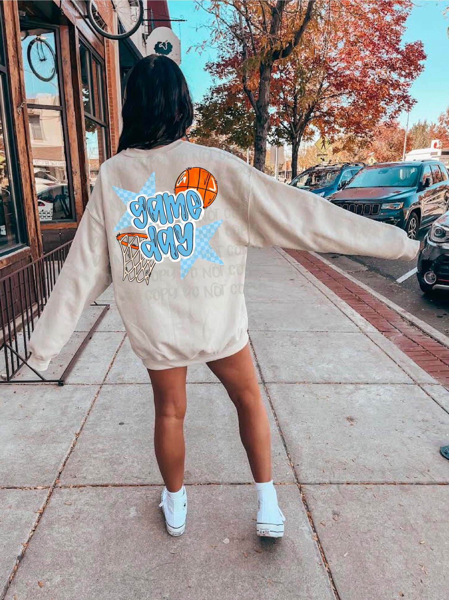 Game Day Basketball Columbia Blue DTF Transfer