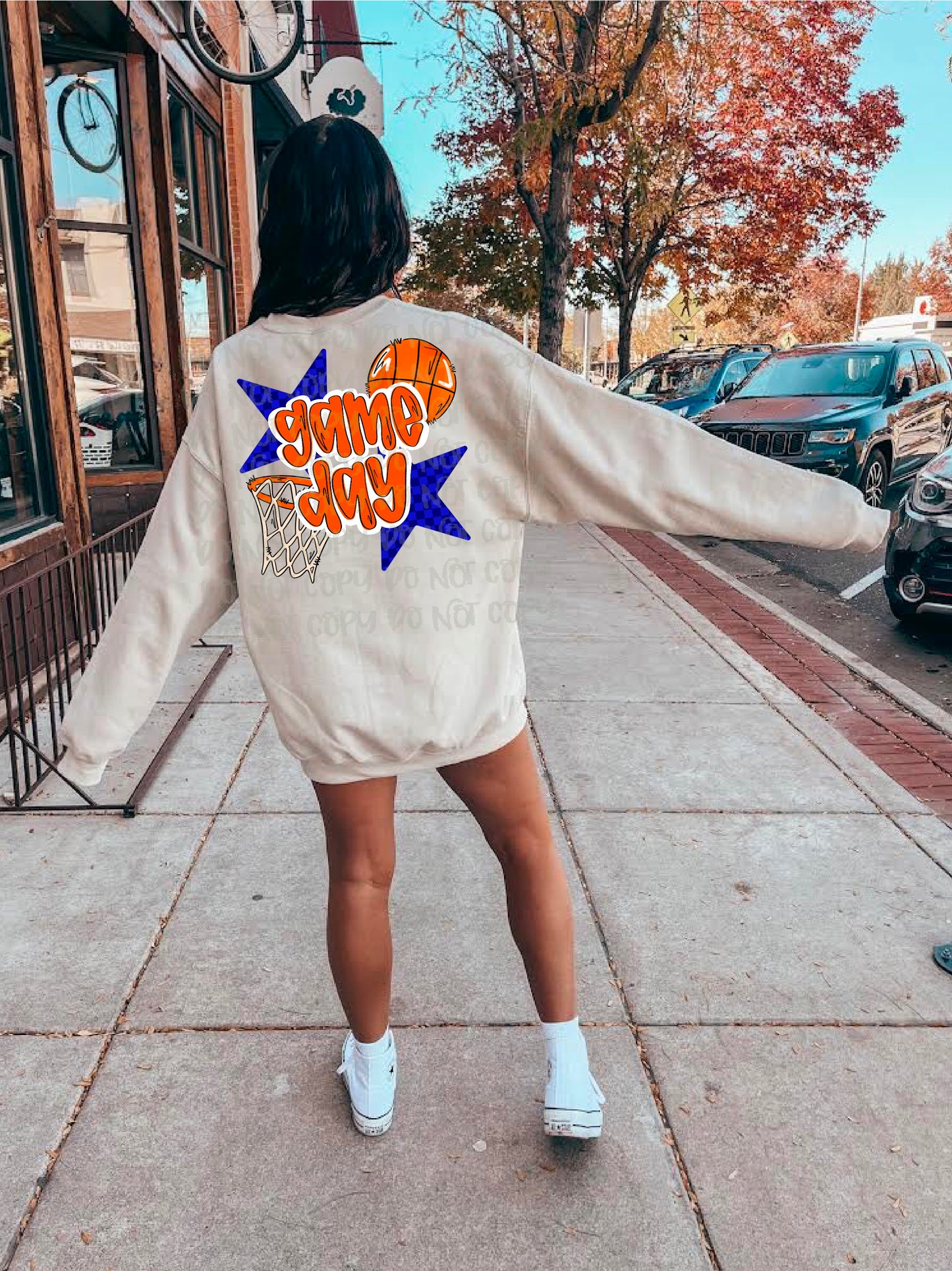 Game Day Basketball Blue Orange DTF Transfer