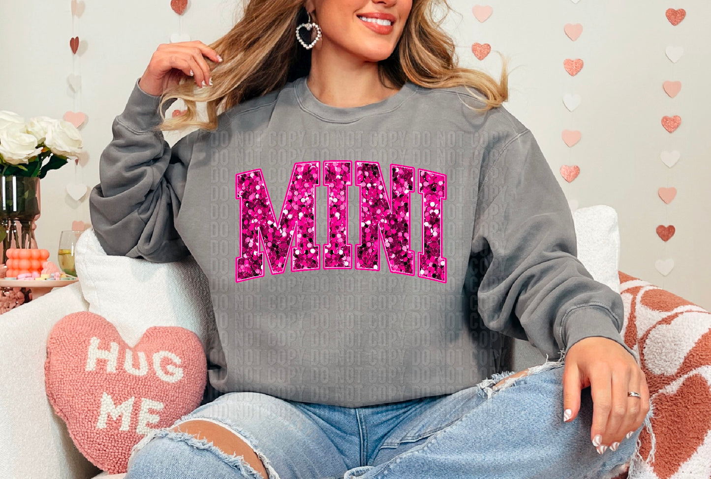 Mini Hot Pink Sequined DTF Transfer